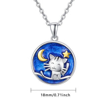 Load image into Gallery viewer, Cat with Moon and Star Pendant Necklace