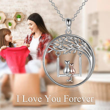 Load image into Gallery viewer, Cats On Swing Tree of Life Pendant Necklace