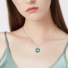 Load image into Gallery viewer, Crystal Circle Cat Pendant Necklace