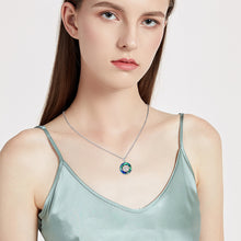 Load image into Gallery viewer, Crystal Circle Cat Pendant Necklace