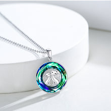 Load image into Gallery viewer, Crystal Circle Cat Pendant Necklace
