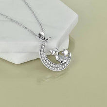 Load image into Gallery viewer, Cat on The Crescent Moon Pendant Necklace