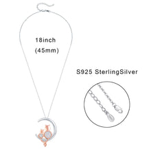 Load image into Gallery viewer, Silver Crescent Moon Opal Cat Pendant Necklace