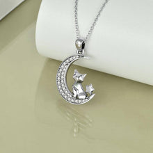 Load image into Gallery viewer, Cat on The Crescent Moon Pendant Necklace
