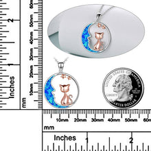 Load image into Gallery viewer, Cat on the Blue Opal Moon Pendant Necklace
