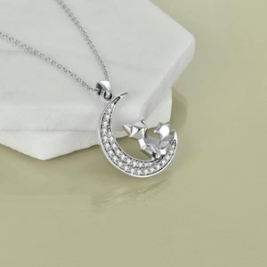 Cat on The Crescent Moon Pendant Necklace