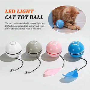 Colorful Smart Interactive Cat Toy with LED Light 360 Degree Self Rotating Ball